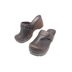 Arizona Jean Company Clogs Brown Faux Leather Women's Size 8 Boho Festival